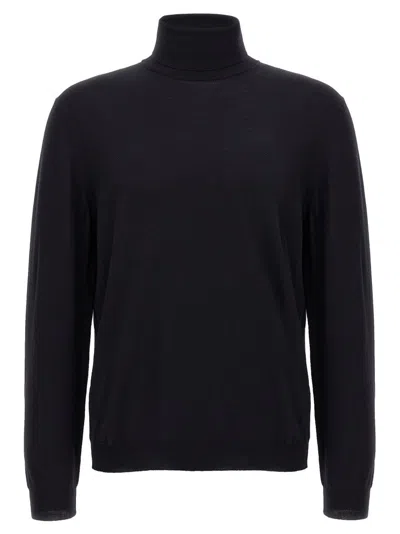 Zanone Turtleneck Sweater With Ribbed Cuffs And Hem In Blue
