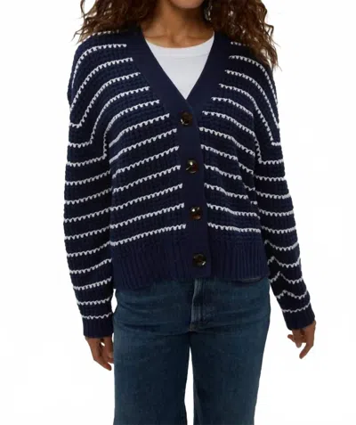 Michael Stars Dodi Striped Cardigan In Nocturnal In Blue