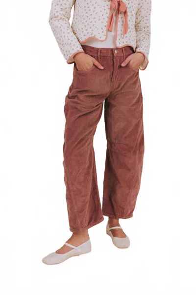 Free People Good Luck Mid Rise Barrel Pants In Withered Rose In Brown