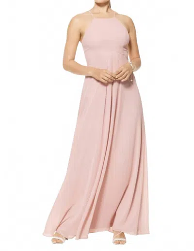 Bill Levkoff Empire Waist Chiffon Spaghetti Strap Gown In Frost Rose In Multi