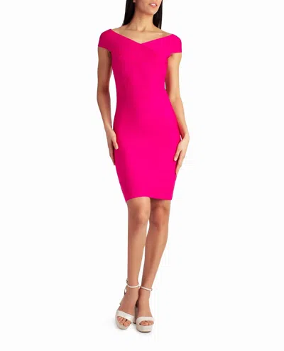 Nicole Miller Dakota Knit Cap Sleeve Top In Precious Pink In Pink