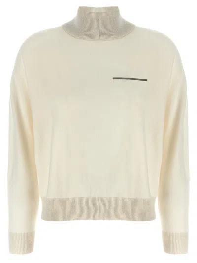 Peserico Ribbed Turtleneck Sweater Lurex Accents In Multi