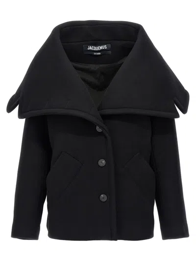 Jacquemus Le Caban Caruso Draped-collar Jacket Women In Black