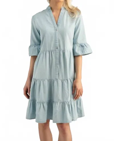 Ganz Tiered Denim Dress In Dark Denim In Blue
