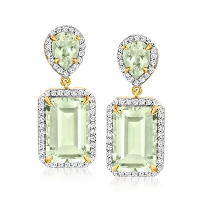 Ross-simons Prasiolite Drop Earrings With . White Topaz In 18kt Gold Over Sterling In Multi