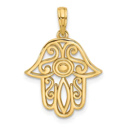 Diamond2deal 14k Yellow Gold Fancy Hamsa Charm Pendant In Yellow