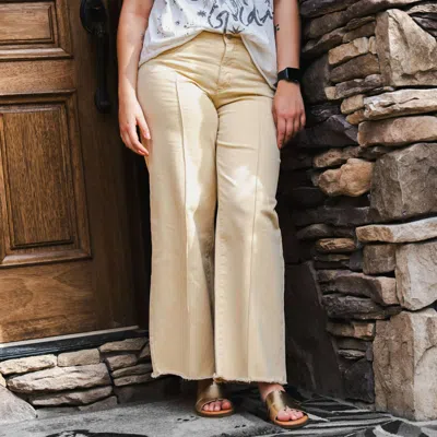 Fdj Olivia Mid Rise Wide Leg Pants In Yellow In Gray