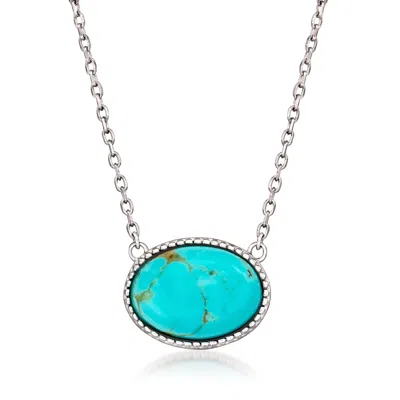 Ross-simons Oval Turquoise Necklace In Sterling Silver In Multi