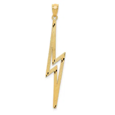 Diamond2deal 14k Yellow Gold Polished Diamond-cut Lightning Bolt Pendant In Yellow