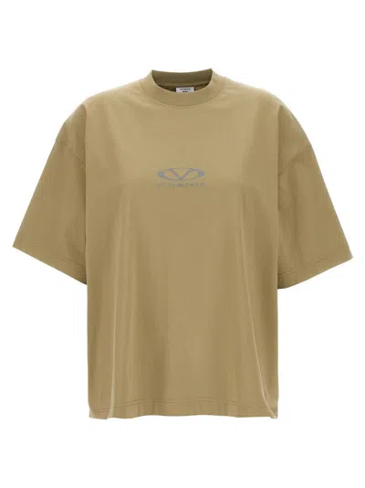 Vetements Taupe Oval Logo T-shirt In Brown