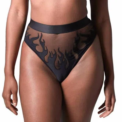 Thistle And Spire Smokin Mirrors High Leg Brief In Black In Blue