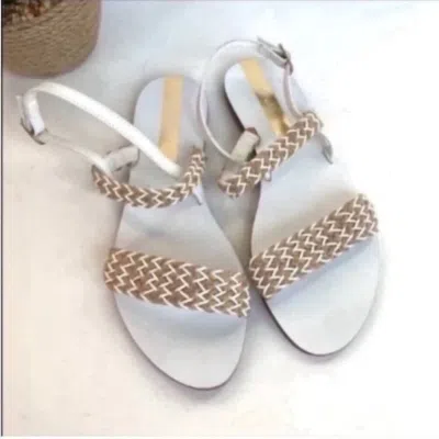 Kaanas Vladares Braided Yute Sandals In White And Tan In Multi