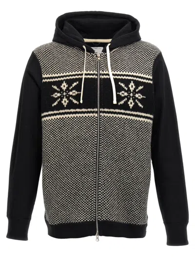 Junya Watanabe Cotton And Wool Hoodie In Black