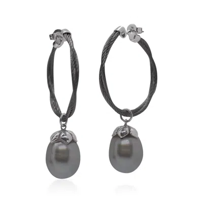 Alor South Sea Pearl Hoop Earring In Black In Black