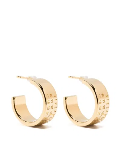 Mm6 Maison Margiela Numeric-engraved Hoop Earrings In Gold