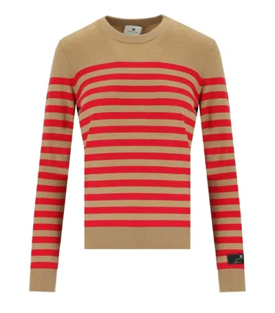 Elisabetta Franchi Camel/red Passion Striped Sweater In Multi