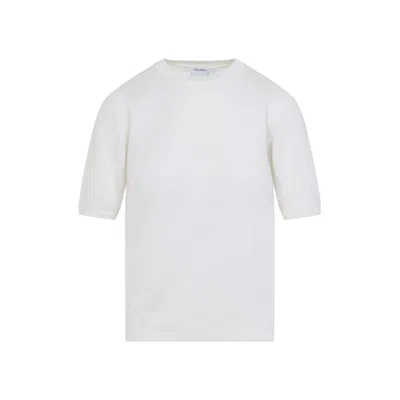 Max Mara Classic Crew Neck Sweater In Soft Virgin Wool In White