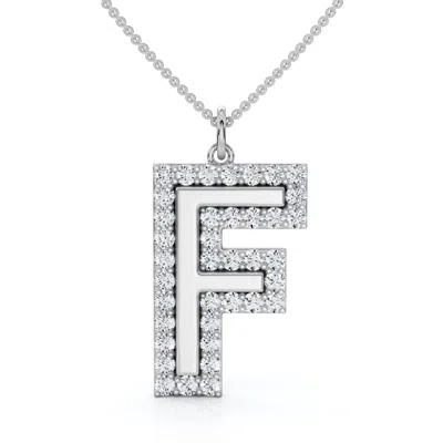 Pompeii3 F Initial Diamond Pendant 1 1/3ct Tw 1" Tall 14k Gold Women's Necklace Lab Grown In White