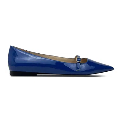 Yosi Samra Women's Victoria Flat In Blue Patent In Multi