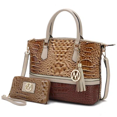 Mkf Collection By Mia K Autumn Crocodile Skin Tote Bag With Wallet In Gray