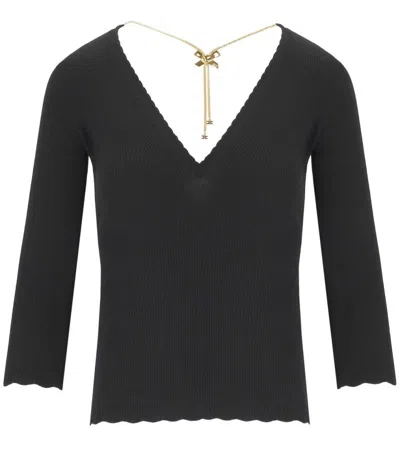 Elisabetta Franchi Black Sweater With Necklace In Black