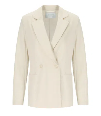 Harris Wharf London Structured Double-breasted Blazer With Notched Lapels In Neutral