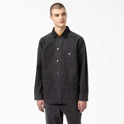 Dickies Stonewashed Duck Unlined Chore Coat In Black