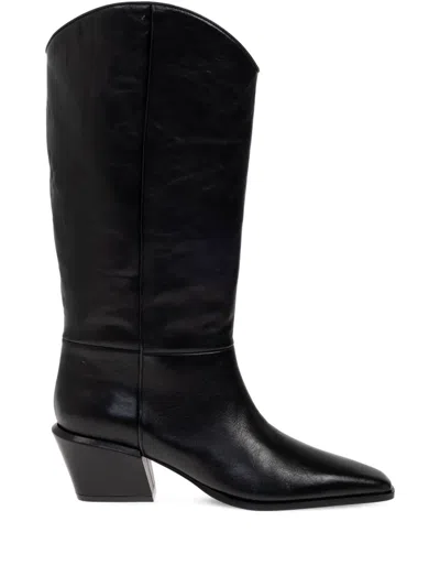 Paris Texas Bettina Leather Pointed Toe Boots 50mm In Black