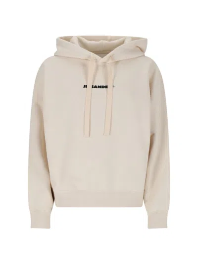 Jil Sander Drawstring Hoodie With Logo Print In Multi