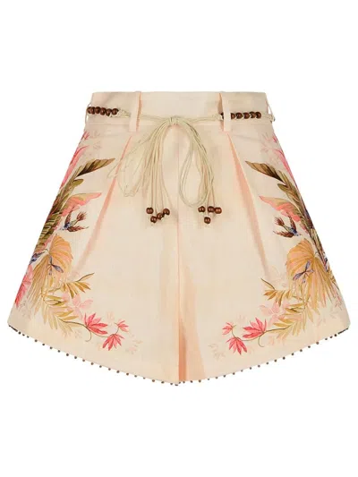 Zimmermann Ascension Tuck Shorts In Multi