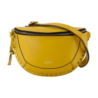 Isabel Marant Skano Studded Half-moon Cross Body Bag In Yellow