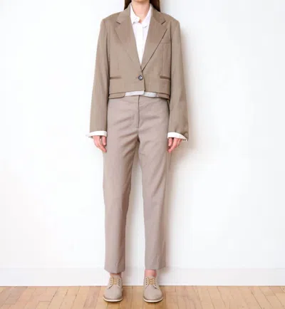 We-ar4 Lexington Trouser In Taupe Pinstripe In Pink