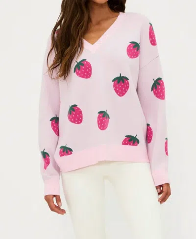 Beach Riot Joey Sweater In Strawberry In Pink