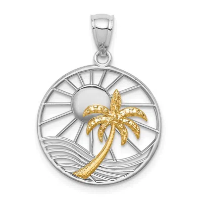 Diamond2deal 14k Two-tone Gold Polished Sunset Pendant In Multi
