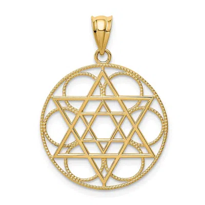 Diamond2deal 14k Yellow Gold Star Of David Circle Pendant In Yellow