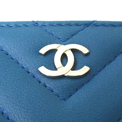 Pre-owned Chanel Blue Leather Long Wallet (bi-fold) ()