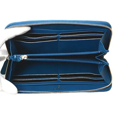 Pre-owned Chanel Blue Leather Long Wallet (bi-fold) ()