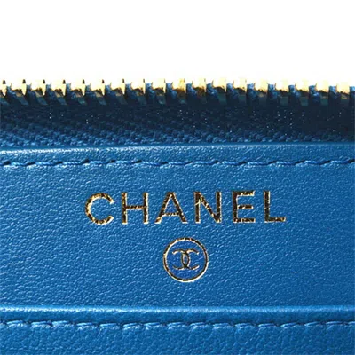 Pre-owned Chanel Blue Leather Long Wallet (bi-fold) ()