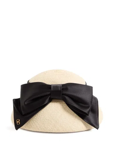 Valentino Vlogo Signature Panama Bucket Hat With Satin Bow In Multi