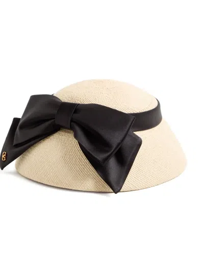 Valentino Vlogo Signature Panama Bucket Hat With Satin Bow In Multi