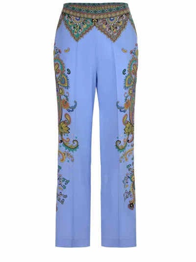 Etro Pants Made Of Silk. In Blue