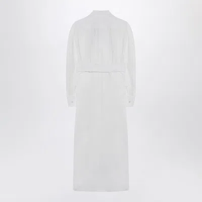 Max Mara Waist Belted French Cuffs Long Sleeve Midi Dress In White