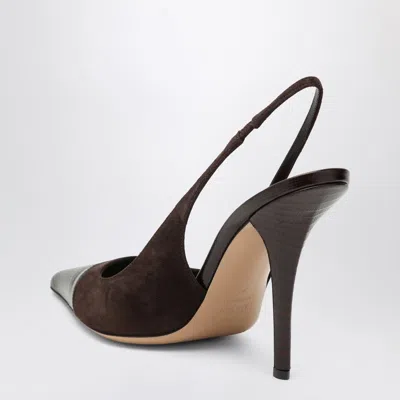 Paris Texas Brown Suede And Leather Slingback In Brown