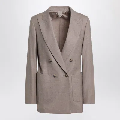 Max Mara Double-breasted Cashmere Jacket In Dove Color In Beige