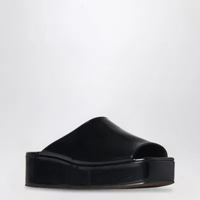 The Row 20mm Emi Flatform Patent Leather Wedges In Black