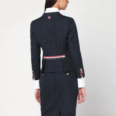 Thom Browne Navy Pinstripe Wool Blazer In Blue