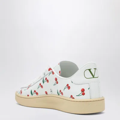 Valentino Garavani Royco Sneaker In Nappa Calfskin With Cherryfic Pattern In White