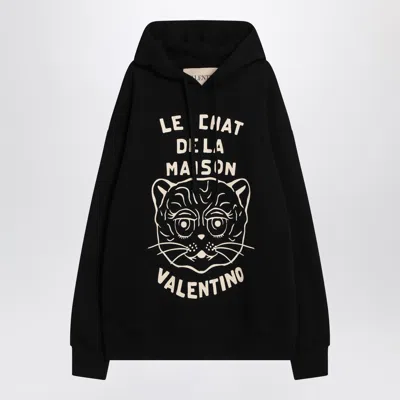 Valentino Jersey Felpa Le Chat De La Maison In Black