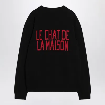 Valentino Wool Cotton Chat De La Maison Sweater In Black