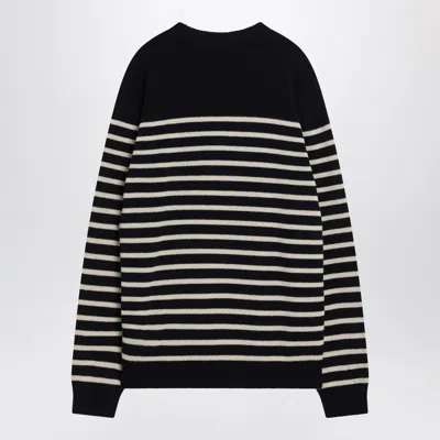 Valentino Chez  Wool Striped Sweater In Blue